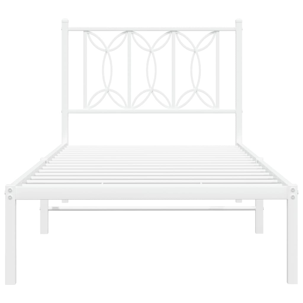 Metal Bed Frame without Mattress with Headboard White 90x200cm