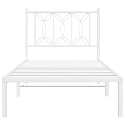 Metal Bed Frame without Mattress with Headboard White 90x200cm