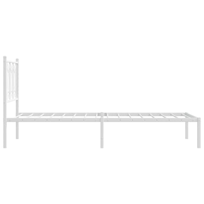 Metal Bed Frame without Mattress with Headboard White 90x200cm