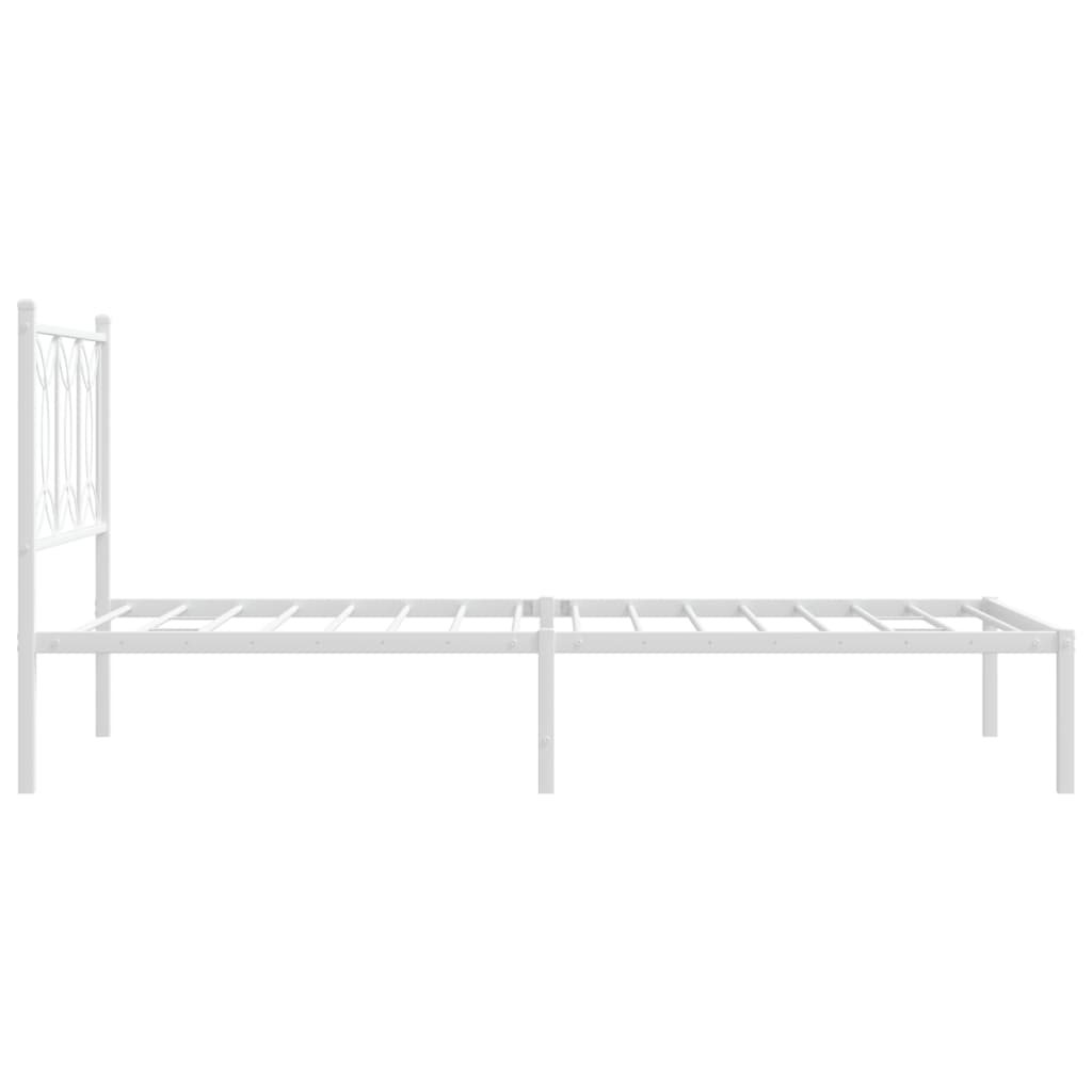 Metal Bed Frame without Mattress with Headboard White 100x190cm