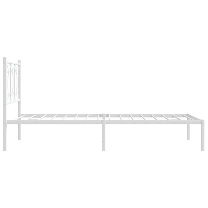 Metal Bed Frame without Mattress with Headboard White 100x190cm