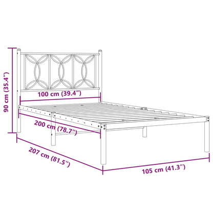 Metal Bed Frame without Mattress with Headboard White 100x200cm