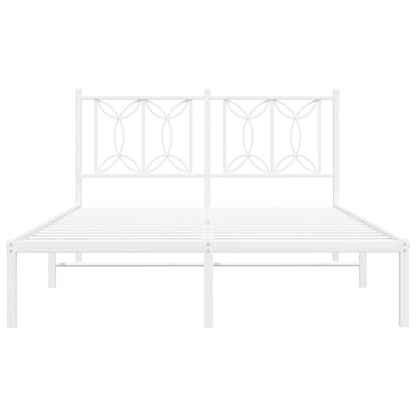 Metal Bed Frame without Mattress with Headboard White 140x190cm