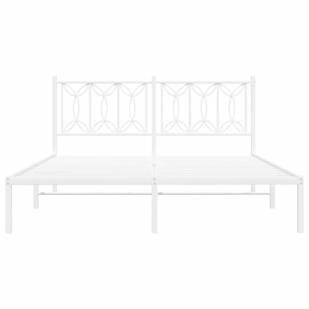 Metal Bed Frame without Mattress with Headboard White 160x200cm