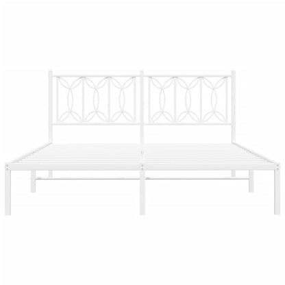 Metal Bed Frame without Mattress with Headboard White 160x200cm