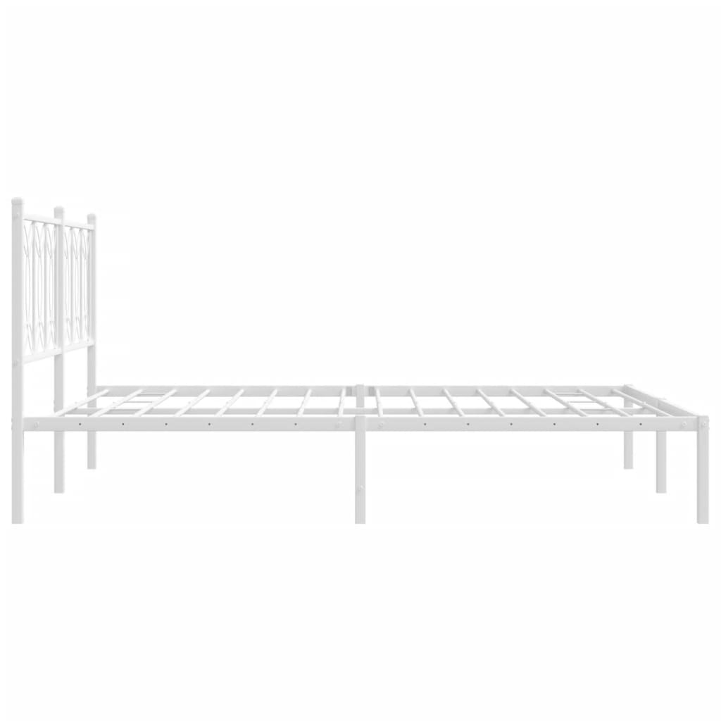 Metal Bed Frame without Mattress with Headboard White 160x200cm