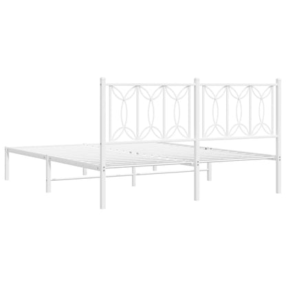 Metal Bed Frame without Mattress with Headboard White 160x200cm