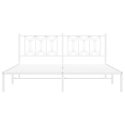 Metal Bed Frame without Mattress with Headboard White 180x200cm