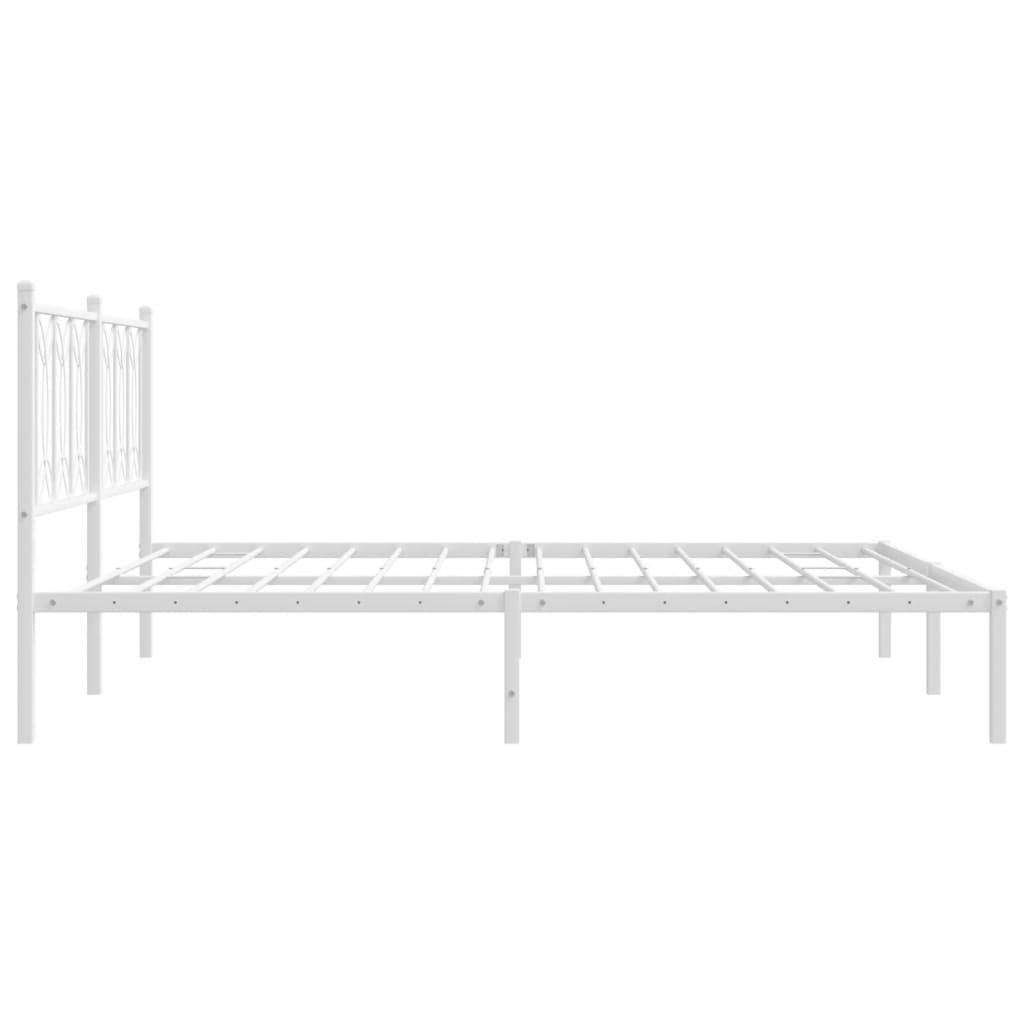 Metal Bed Frame without Mattress with Headboard White 180x200cm