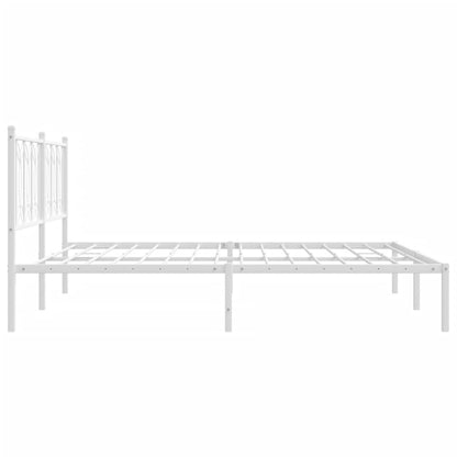Metal Bed Frame without Mattress with Headboard White 180x200cm