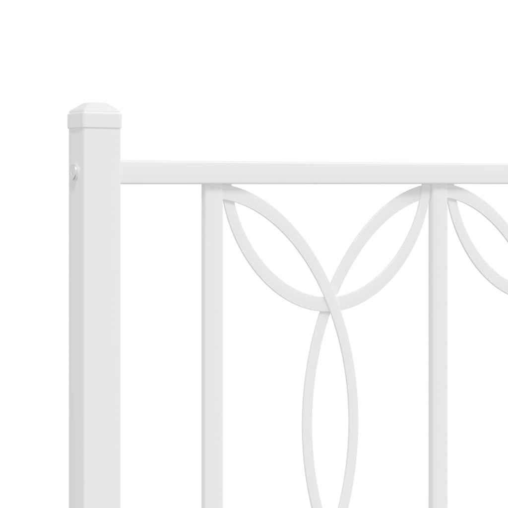 Metal Bed Frame without Mattress with Headboard White 193x203cm