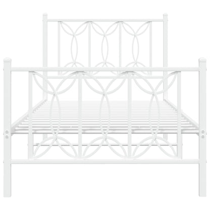 Metal Bed Frame without Mattress with Footboard White 80x200cm