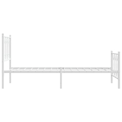 Metal Bed Frame without Mattress with Footboard White 90x190cm