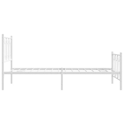 Metal Bed Frame without Mattress with Footboard White 100x200cm