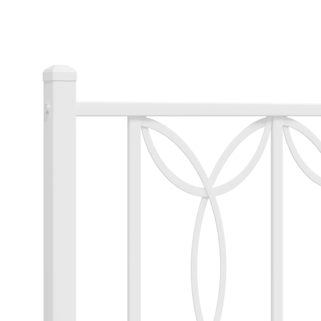 Metal Bed Frame without Mattress with Footboard White 107x203cm
