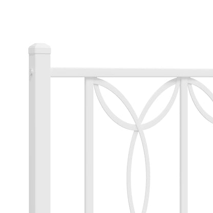 Metal Bed Frame without Mattress with Footboard White 107x203cm