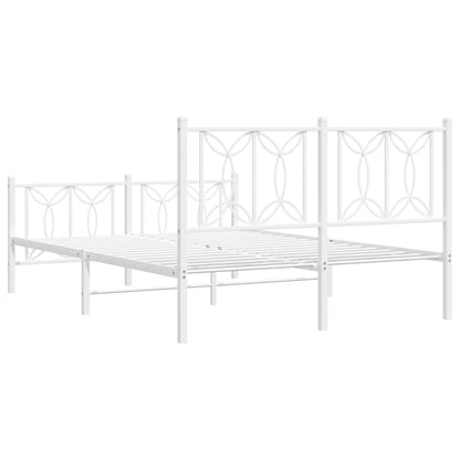 Metal Bed Frame without Mattress with Footboard White 135x190cm