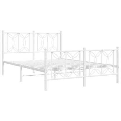 Metal Bed Frame without Mattress with Footboard White 140x200cm