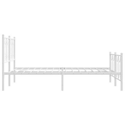 Metal Bed Frame without Mattress with Footboard White 140x200cm