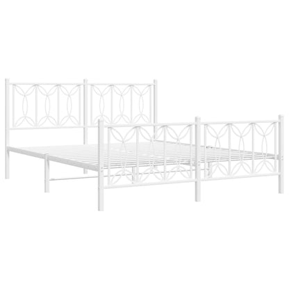 Metal Bed Frame without Mattress with Footboard White 150x200cm
