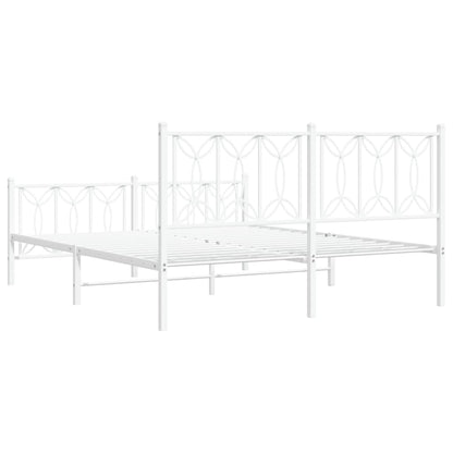 Metal Bed Frame without Mattress with Footboard White 150x200cm