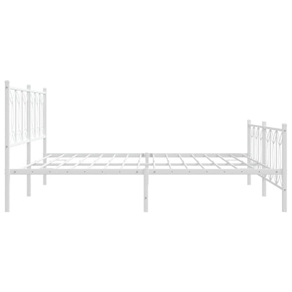 Metal Bed Frame without Mattress with Footboard White 193x203cm