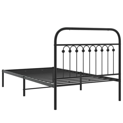 Metal Bed Frame without Mattress with Headboard Black 100x190cm