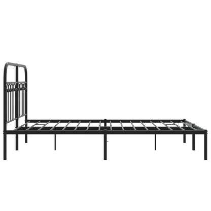 Metal Bed Frame without Mattress with Headboard Black 140x190cm