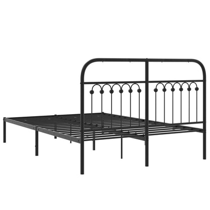Metal Bed Frame without Mattress with Headboard Black 140x200cm