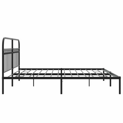 Metal Bed Frame without Mattress with Headboard Black 200x200cm