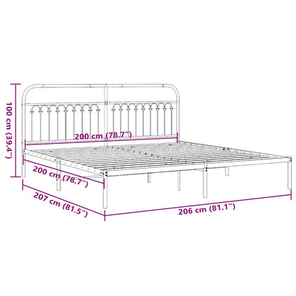 Metal Bed Frame without Mattress with Headboard Black 200x200cm