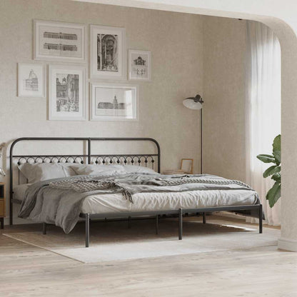 Metal Bed Frame without Mattress with Headboard Black 200x200cm