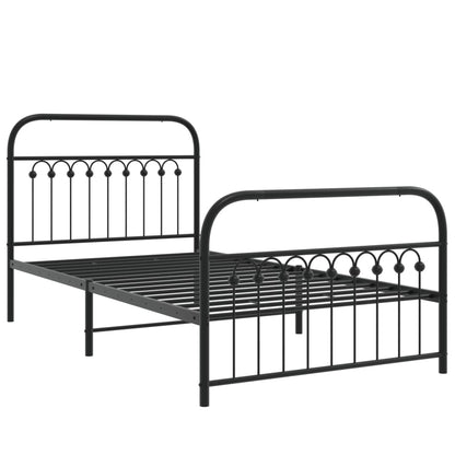 Metal Bed Frame without Mattress with Footboard Black 100x200cm