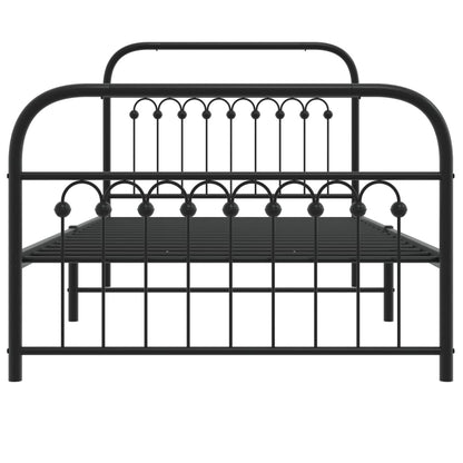 Metal Bed Frame without Mattress with Footboard Black 100x200cm