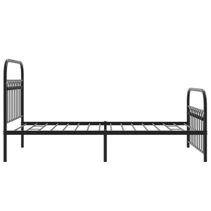 Metal Bed Frame without Mattress with Footboard Black 100x200cm
