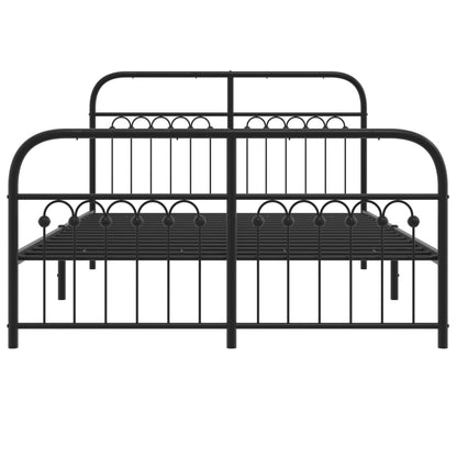 Metal Bed Frame without Mattress with Footboard Black 137x190cm