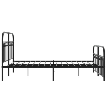 Metal Bed Frame without Mattress with Footboard Black 140x190cm