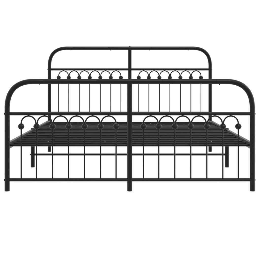 Metal Bed Frame without Mattress with Footboard Black 150x200cm
