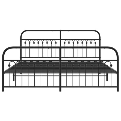 Metal Bed Frame without Mattress with Footboard Black 183x213cm