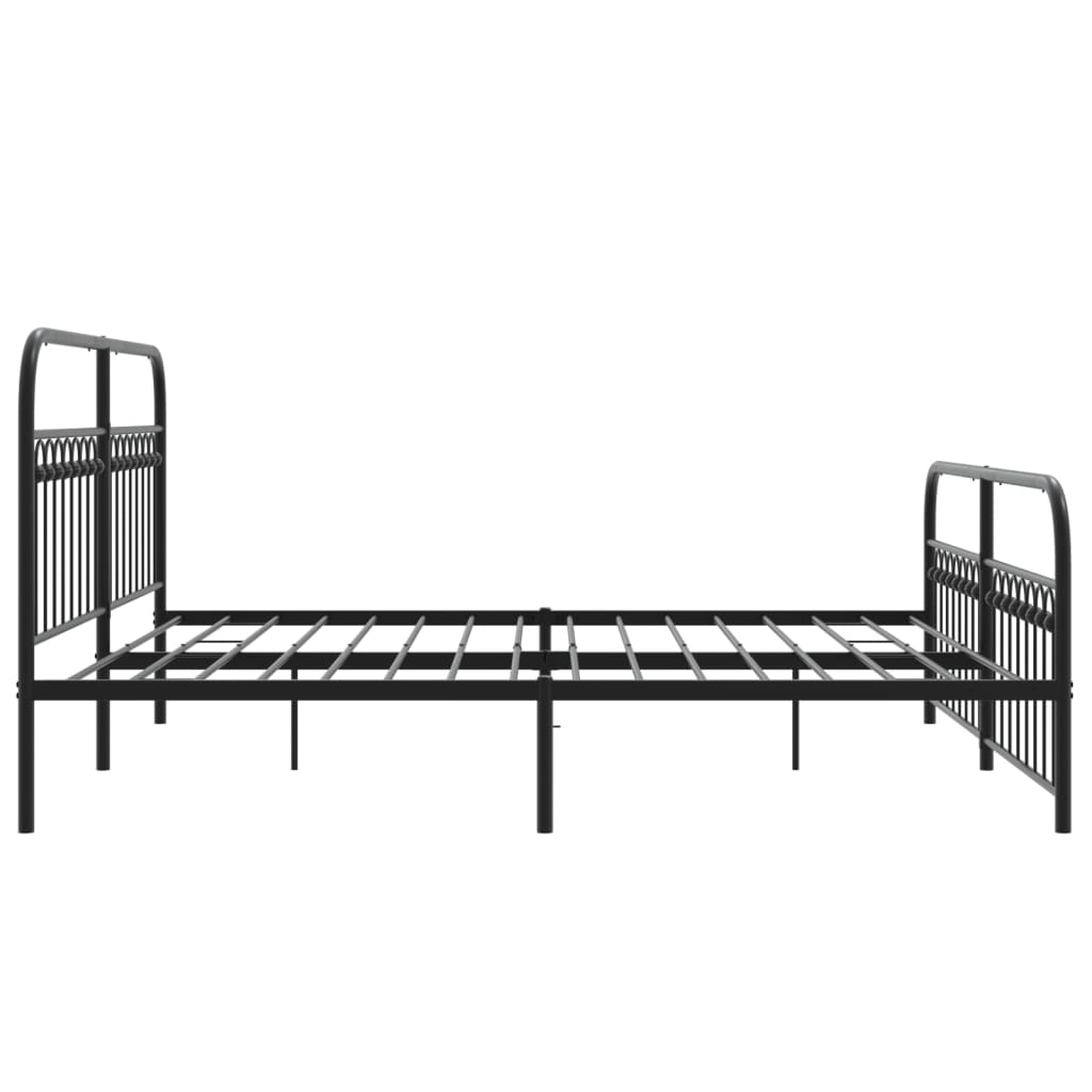 Metal Bed Frame without Mattress with Footboard Black 183x213cm