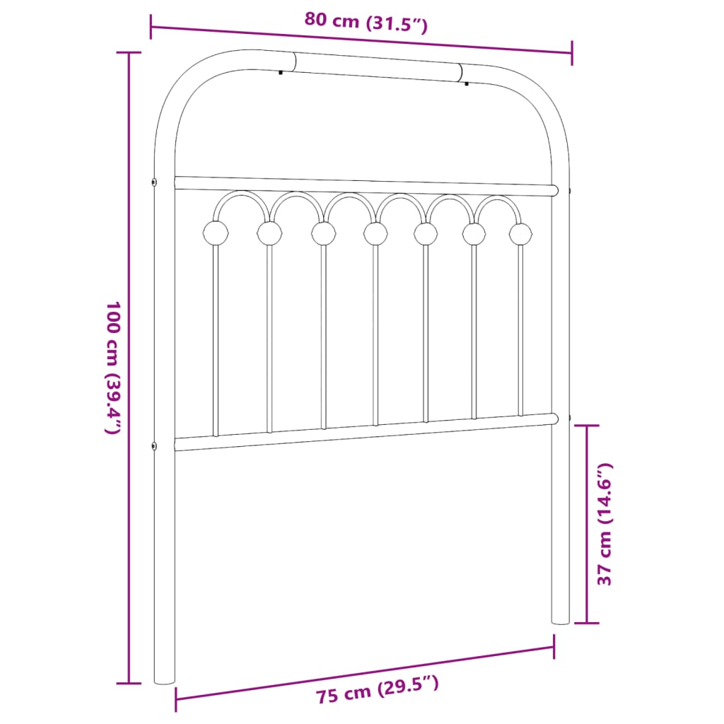Metal Replace Headboard Black 75 cm