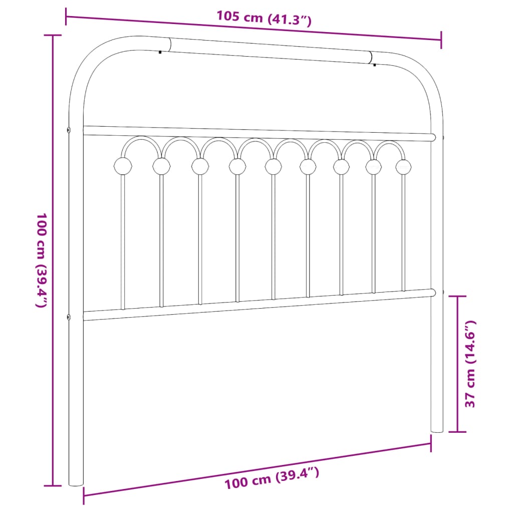 Metal Replace Headboard Black 100 cm