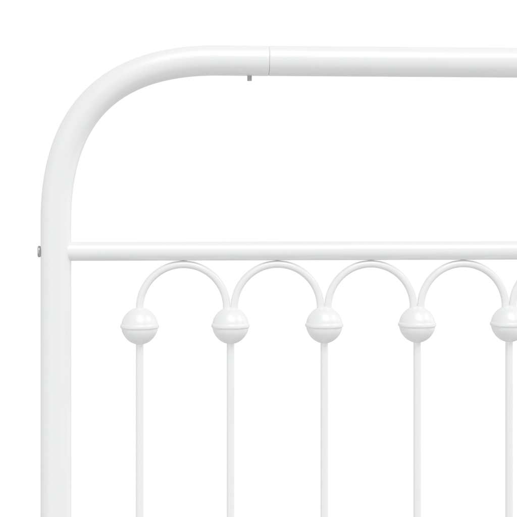 Metal Bed Frame without Mattress with Headboard White 75x190cm