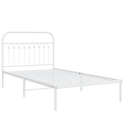 Metal Bed Frame without Mattress with Headboard White 100x200cm