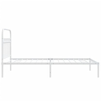 Metal Bed Frame without Mattress with Headboard White 100x200cm