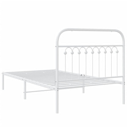 Metal Bed Frame without Mattress with Headboard White 100x200cm