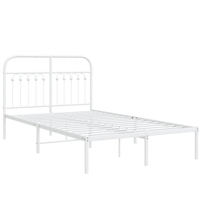Metal Bed Frame without Mattress with Headboard White 120x200cm