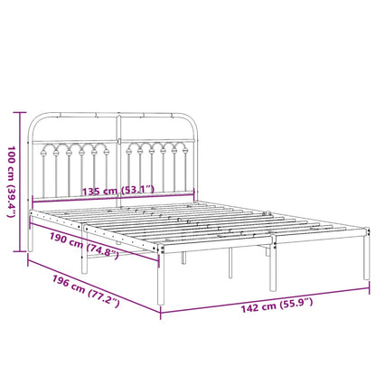 Metal Bed Frame without Mattress with Headboard White 135x190cm
