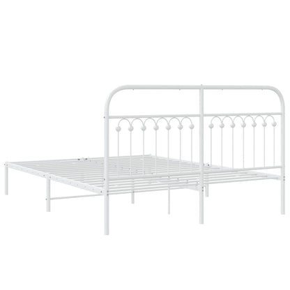 Metal Bed Frame without Mattress with Headboard White 150x200cm