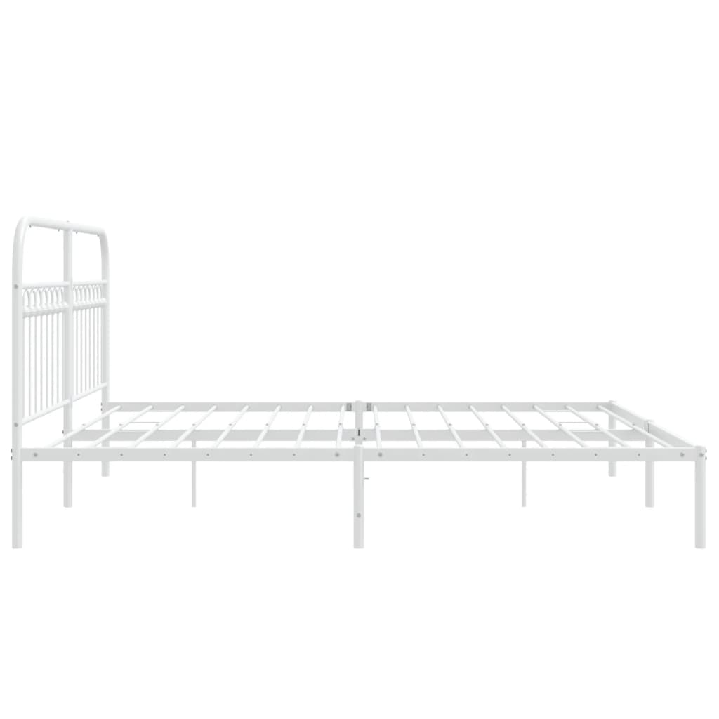 Metal Bed Frame without Mattress with Headboard White 183x203cm